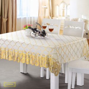 Gold Vinyl Lace Tablecloth